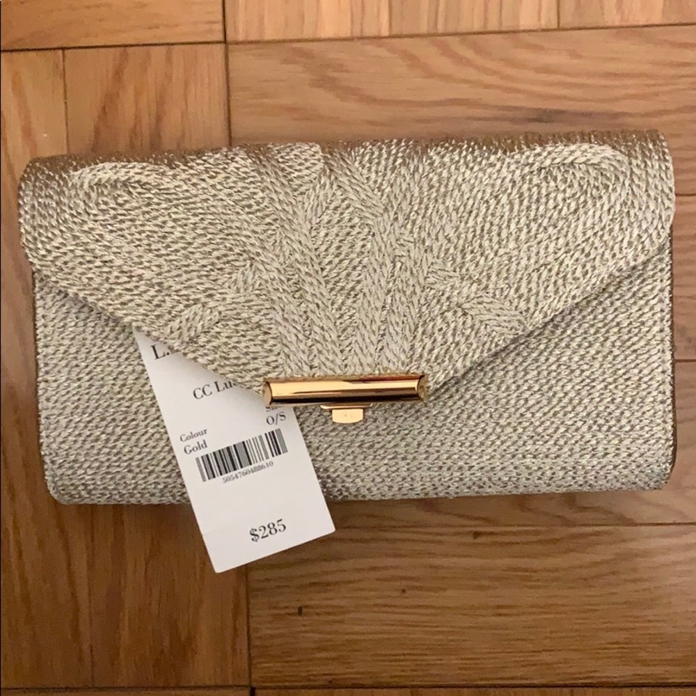 LK Bennett gold clutch